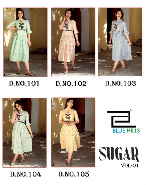 Blue Hills Sugar Rayon Beautiful Thread Work Kurti